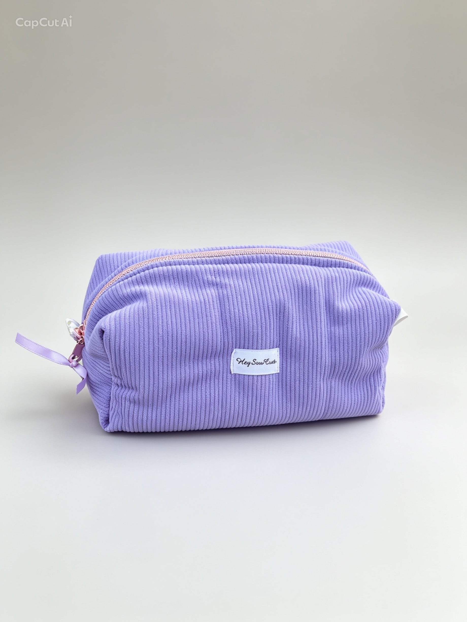 Lavender Corduroy Makeup Bag – Floral Lining Edition