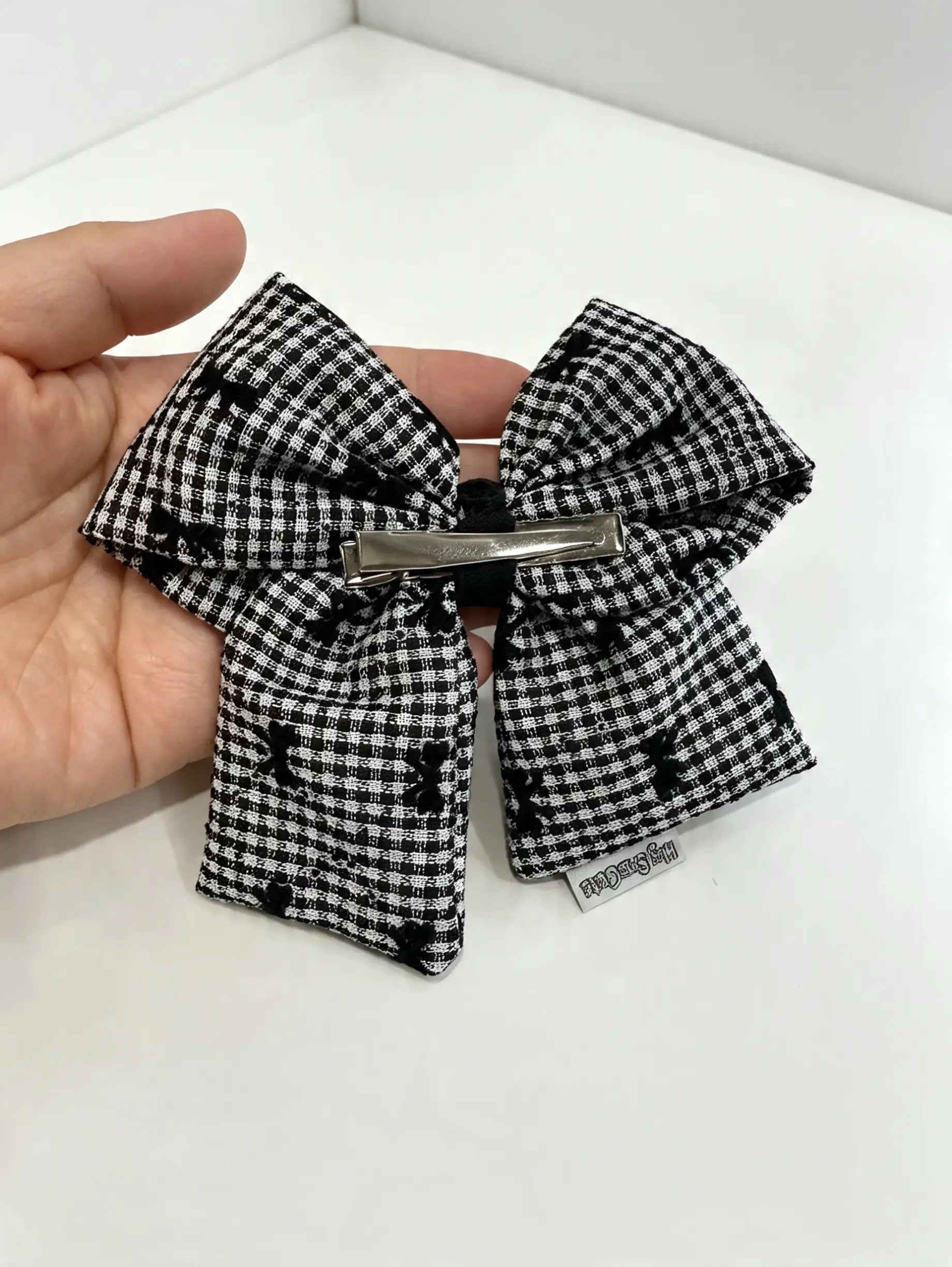 Black Bow Gingham Hair Accessories – Bow Clip, Bow Scrunchie or Matching Set