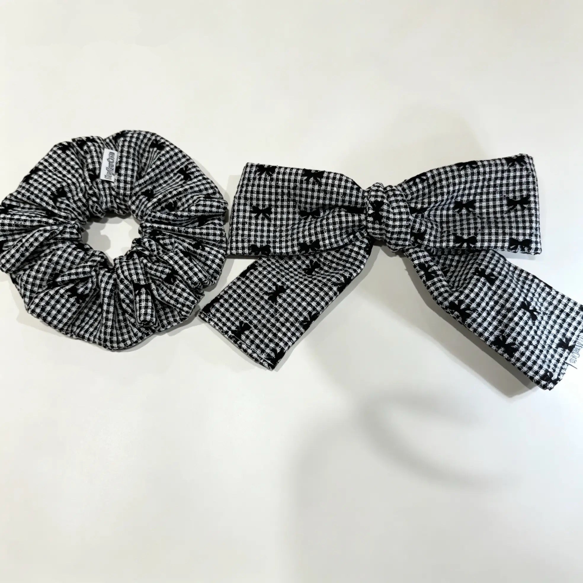 Bow Detail Gingham Hair Set – Handmade Large Scrunchie & Oversized Hair Bow Clip