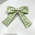 Load image into Gallery viewer, Picnic Gingham Hair Set – Handmade Large Scrunchie & Bow Clip
