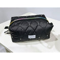 Load image into Gallery viewer, Black Swan Quilted Puffer Makeup Bag – Rainbow Zip
