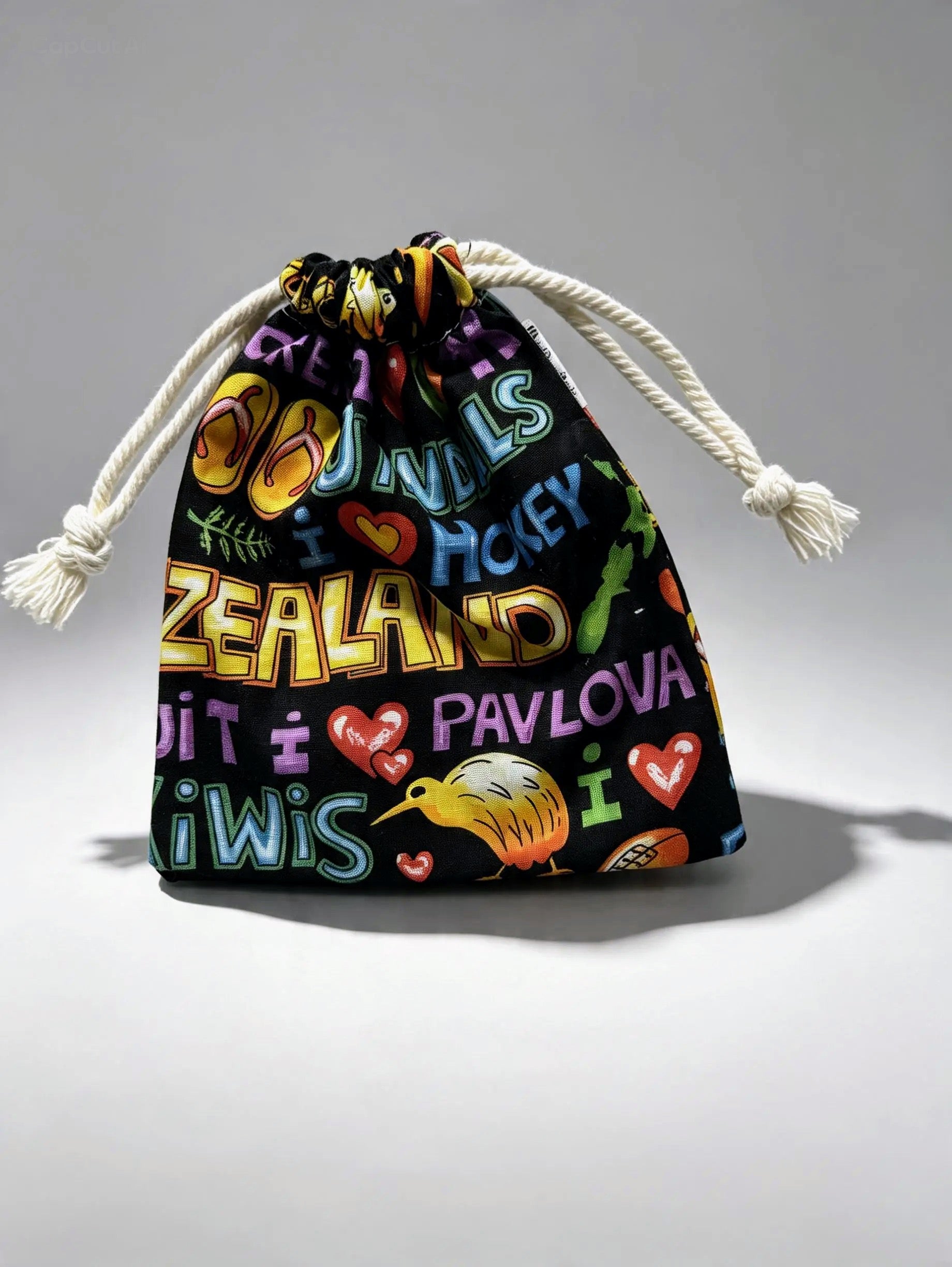 Mini Kiwiana Drawstring Pouch – Handmade in New Zealand