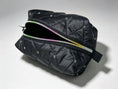 Load image into Gallery viewer, Black Swan Quilted Puffer Makeup Bag – Rainbow Zip
