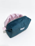 Load image into Gallery viewer, HeySewCute XL Corduroy Makeup Bag – Cherry Stripe Lining
