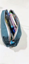 Load image into Gallery viewer, Large Green Corduroy Pencil Case – Spacious Handmade Boxy Stationery Pouch for Students & Office Workers
