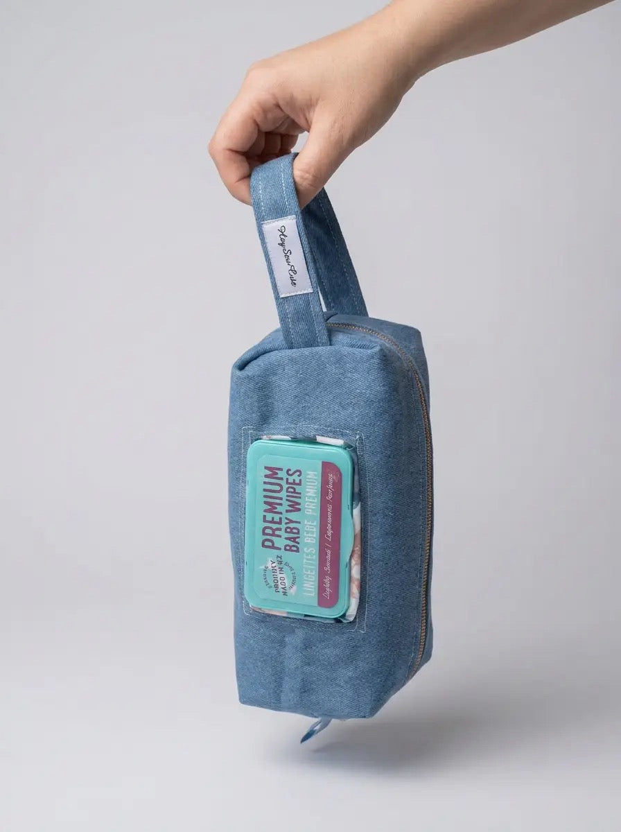 Grab & Go Denim Nappy & Wipes Bag – Handmade in NZ