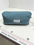 Load image into Gallery viewer, Large Green Corduroy Pencil Case – Spacious Handmade Boxy Stationery Pouch for Students & Office Workers
