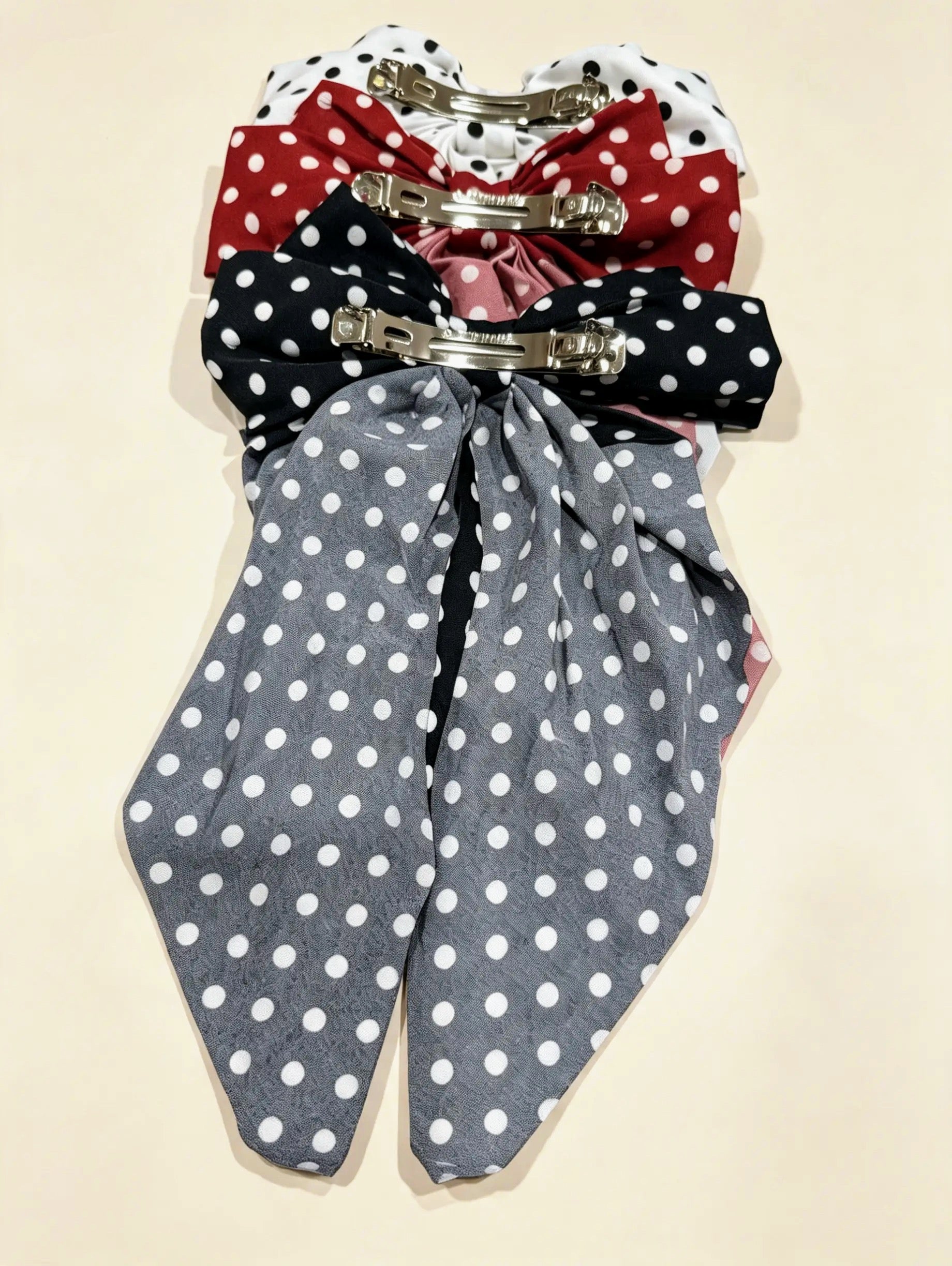 Polka Dot Bow Hair Clip