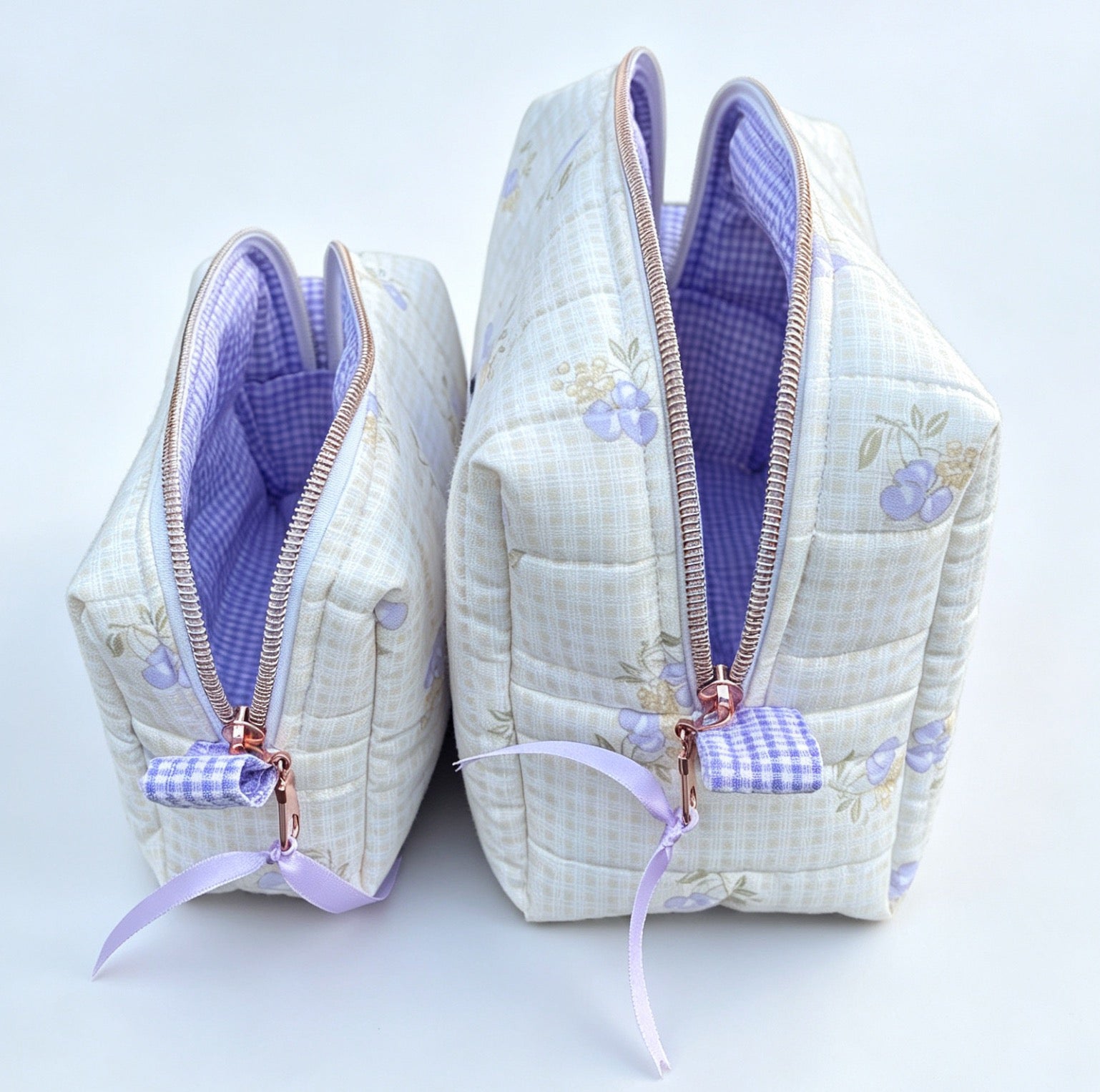Lavender Cherry Matching Quilted Bag Set