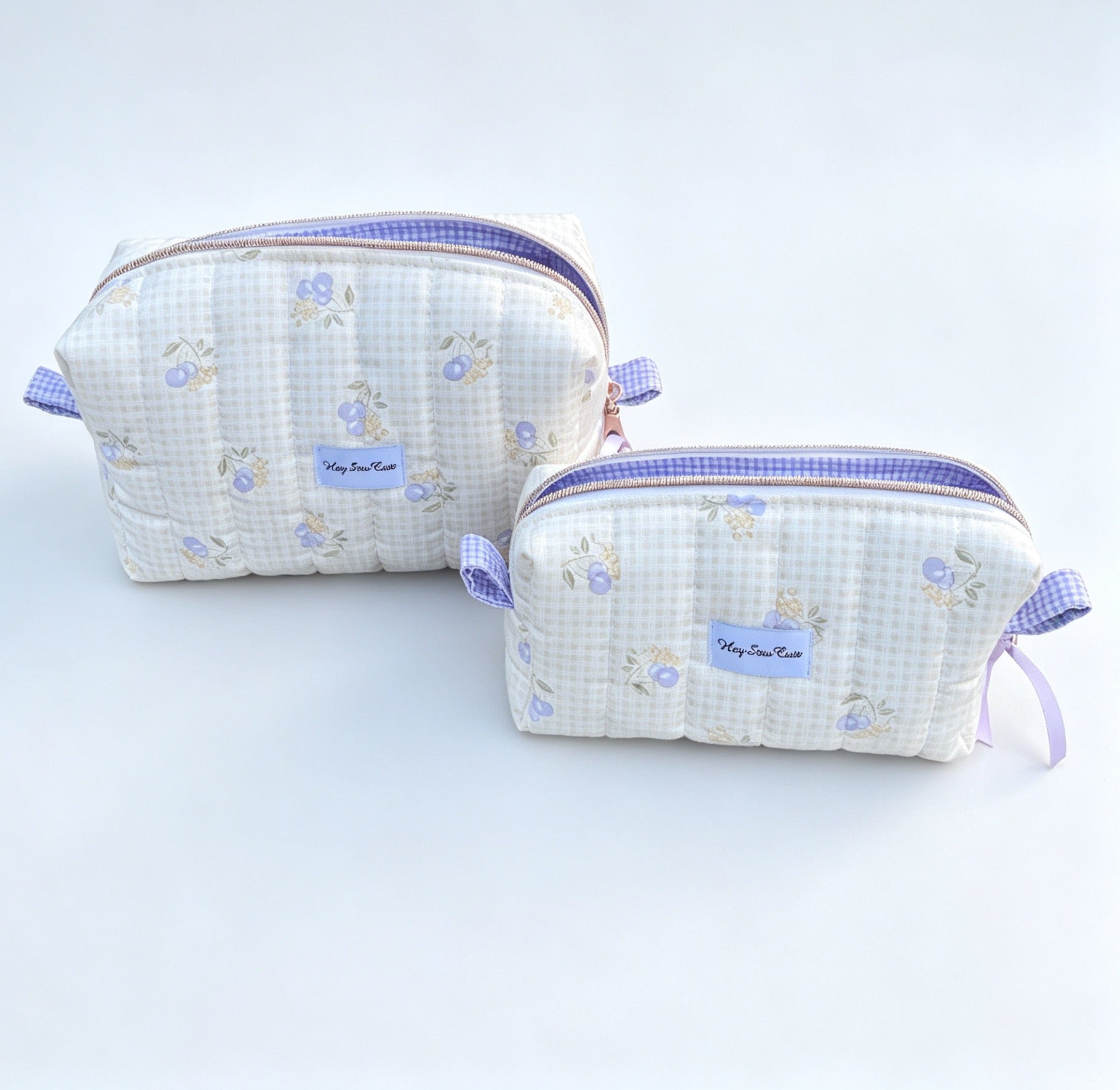 Lavender Cherry Matching Quilted Bag Set