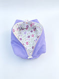 Load image into Gallery viewer, Lavender Corduroy Makeup Bag – Floral Lining Edition

