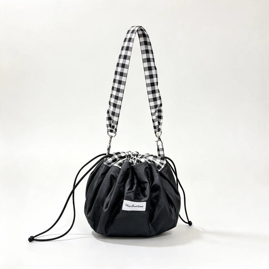 Quilted Mochi Bag — Black Gingham (Pre-Order)