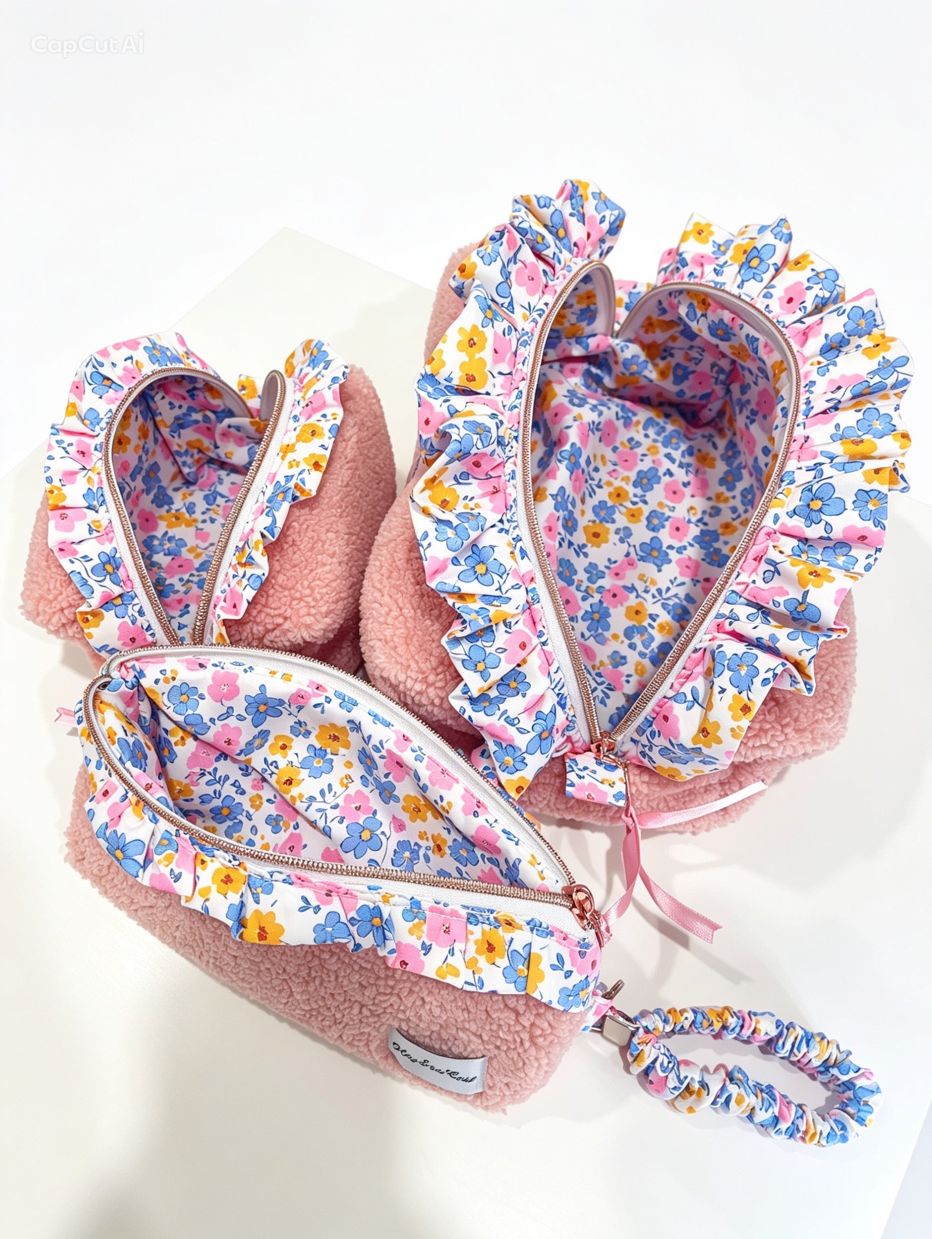 Pink Teddy Ruffle Matching Bag Sets