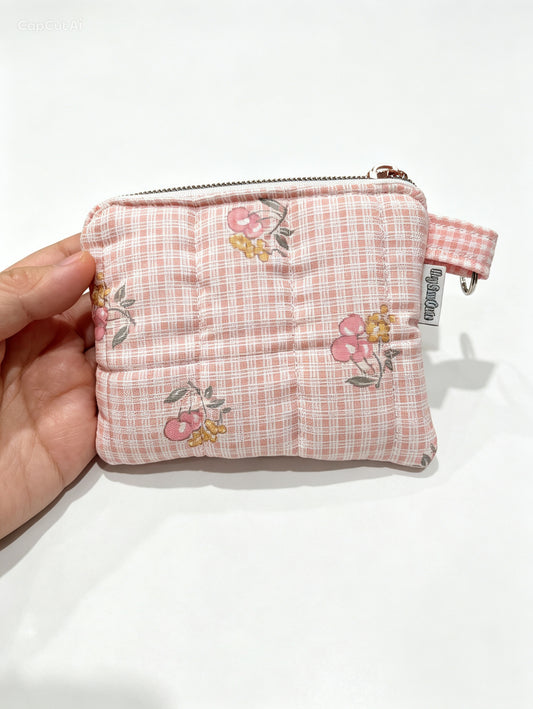 Quilted Keyring Wallet | Handmade Mini Card & Coin Pouch