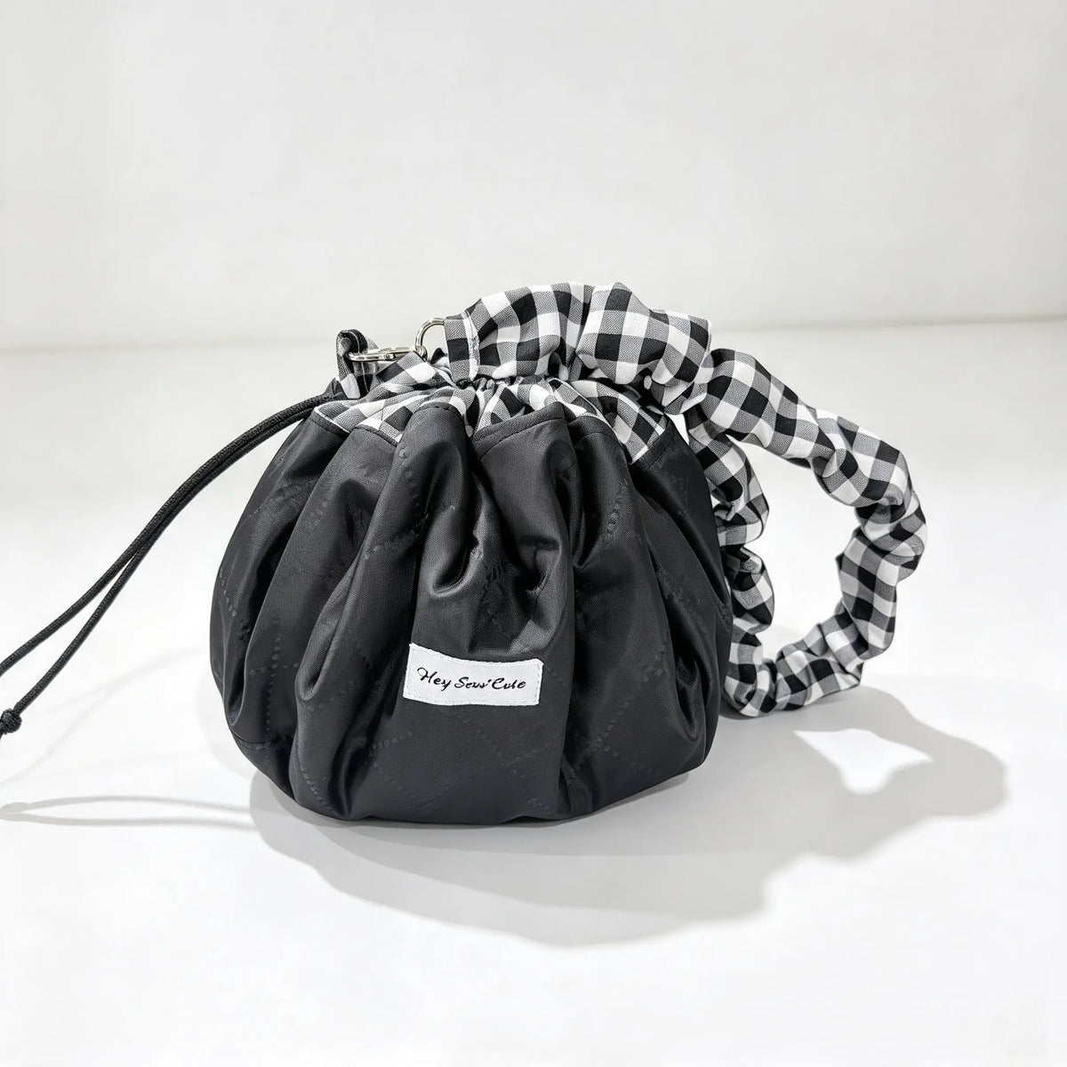 Quilted Mochi Bag — Black Gingham