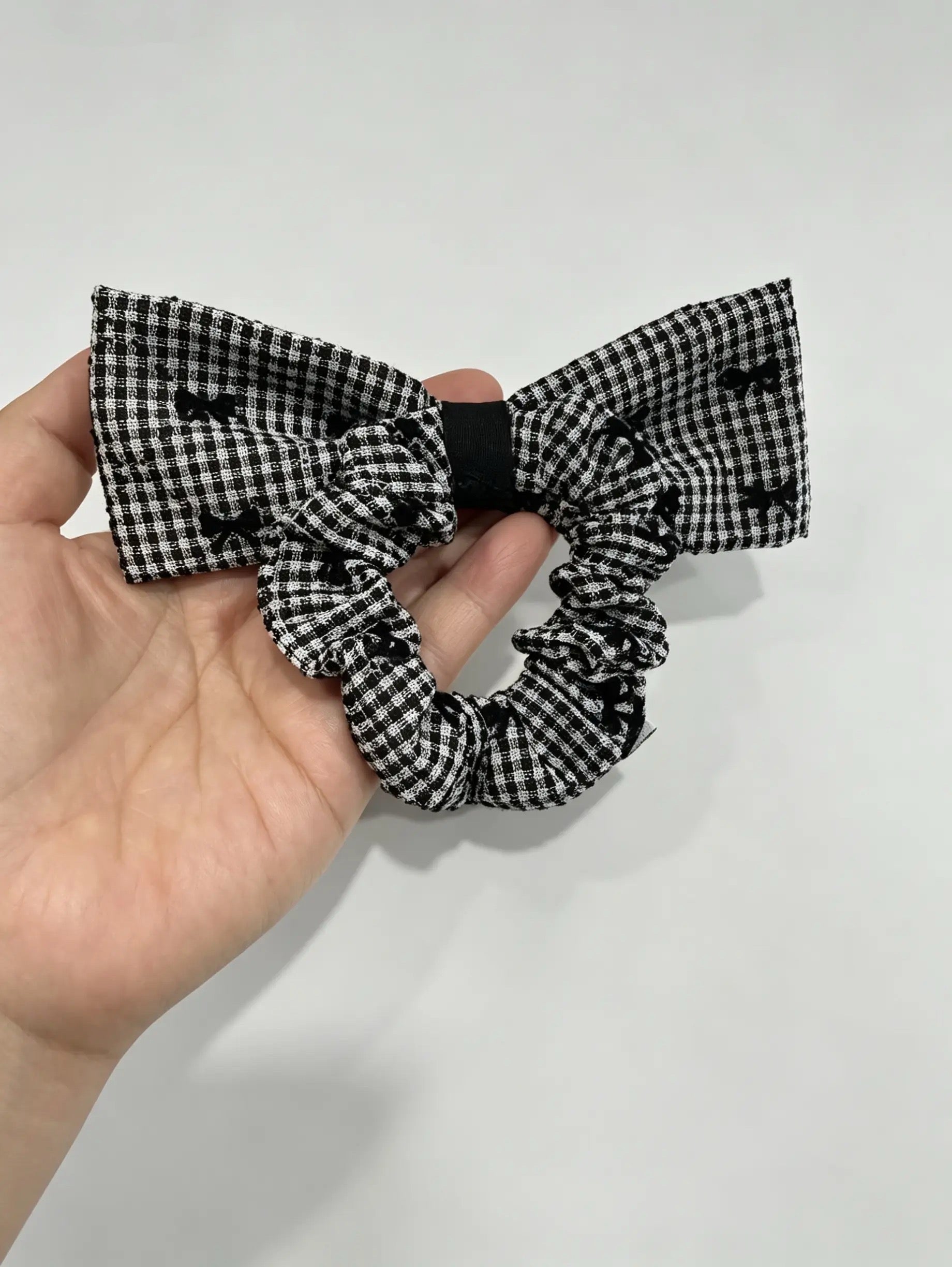 Black Bow Gingham Hair Accessories – Bow Clip, Bow Scrunchie or Matching Set