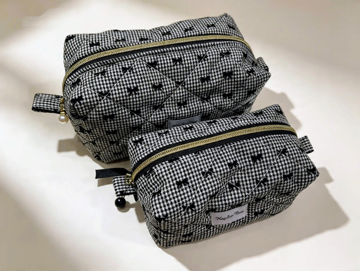 Black bow gingham matching set