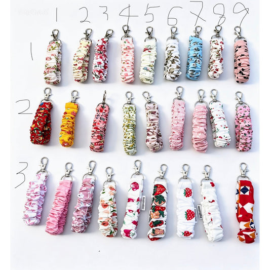 Handmade clip Scrunchie Keyring – Choose Your Favourite Design