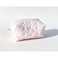 Load image into Gallery viewer, Pink Quilted Makeup Bag with Heart Stitching – Handmade Cosmetic Pouch
