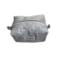 Load image into Gallery viewer, Daily Muse grey gingham makeup bag, original product on white background
