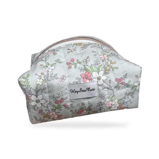 Daily Muse Grey Blossom makeup bag on white background, original product preserved