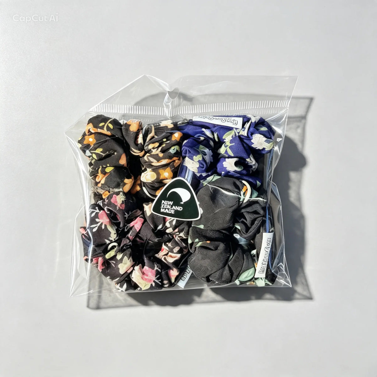 HeySewCute handmade mini scrunchie 4 pack dark floral mix