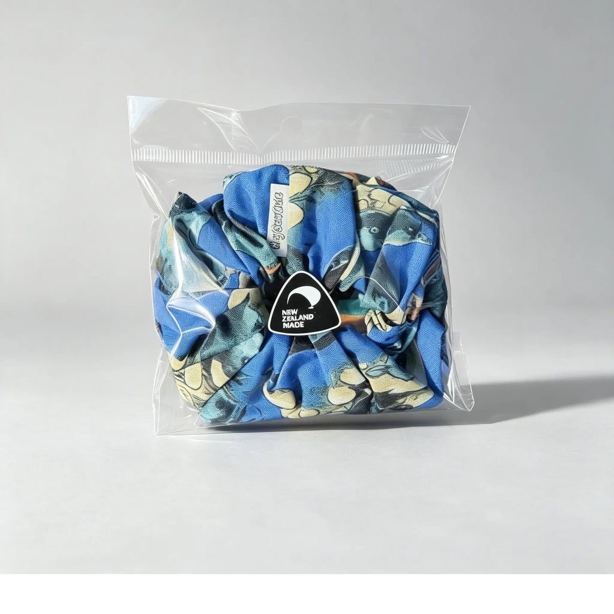 Handmade NZ Made Scrunchie Duo – Colour Pop & Deep Blue back view