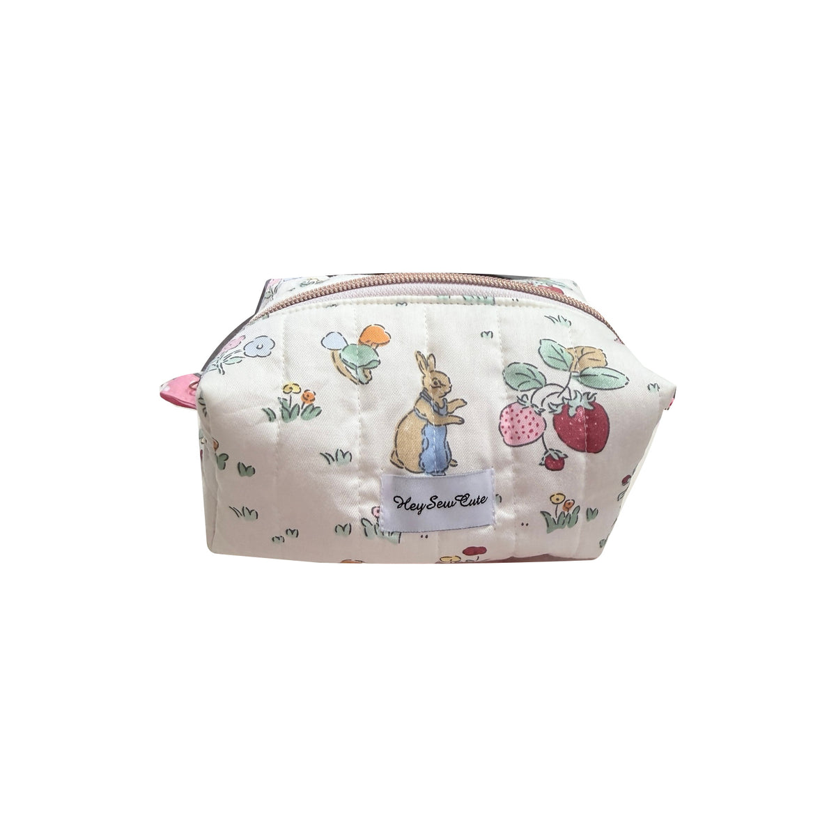 HeySewCute Little Box medium makeup bag Bunny Garden product view on white background