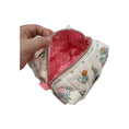 Load image into Gallery viewer, HeySewCute Little Box medium makeup bag Bunny Garden lining detail on white background
