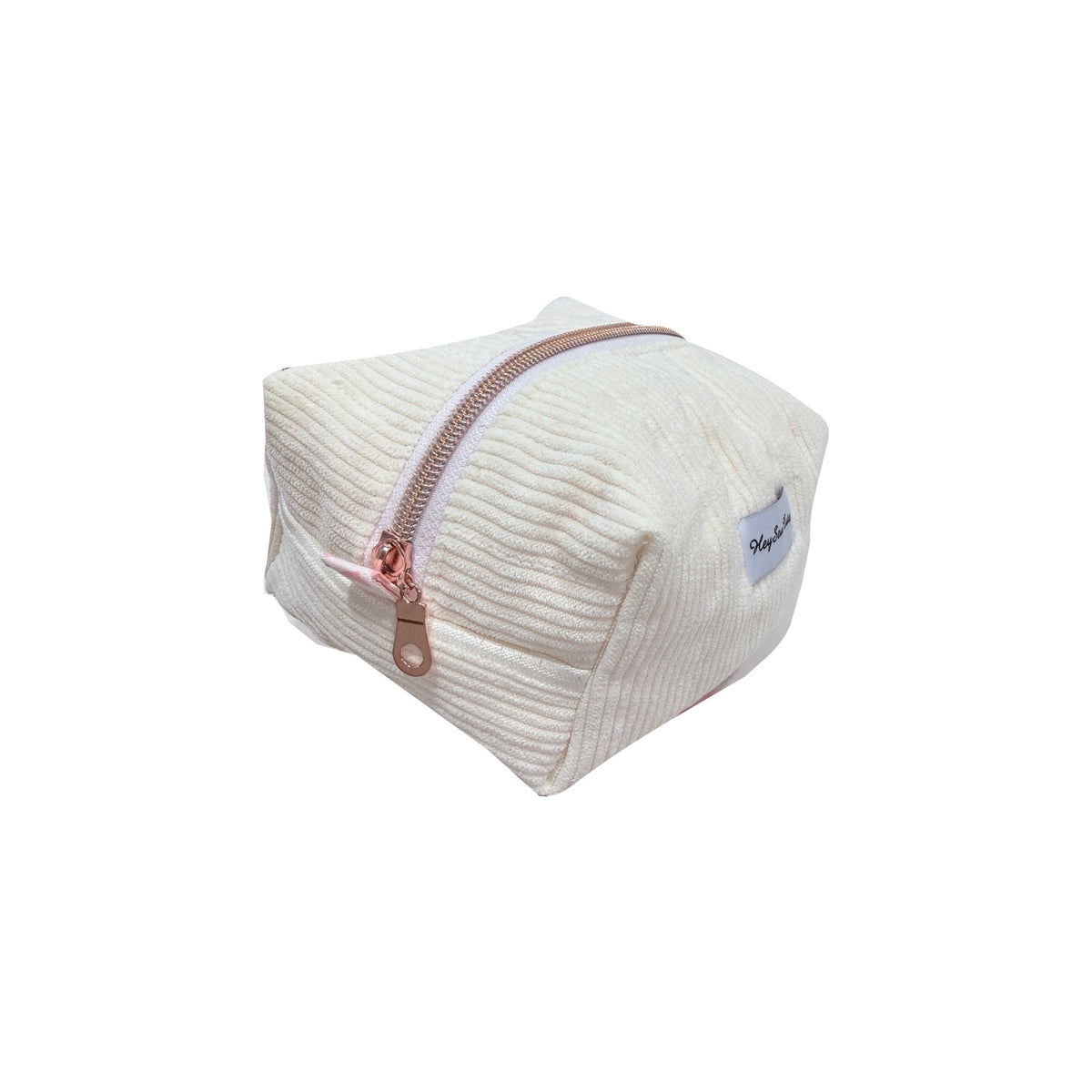 HeySewCute Little Box medium makeup bag Cream Corduroy product view on white background