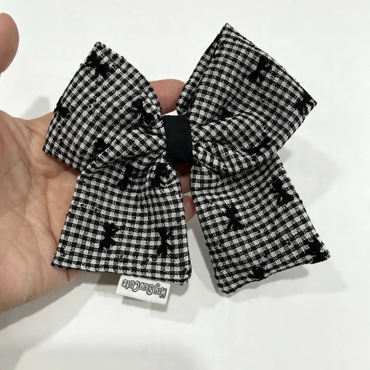 Black Bow Gingham Hair Accessories – Bow Clip, Bow Scrunchie or Matching Set