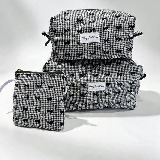 Black bow gingham matching set
