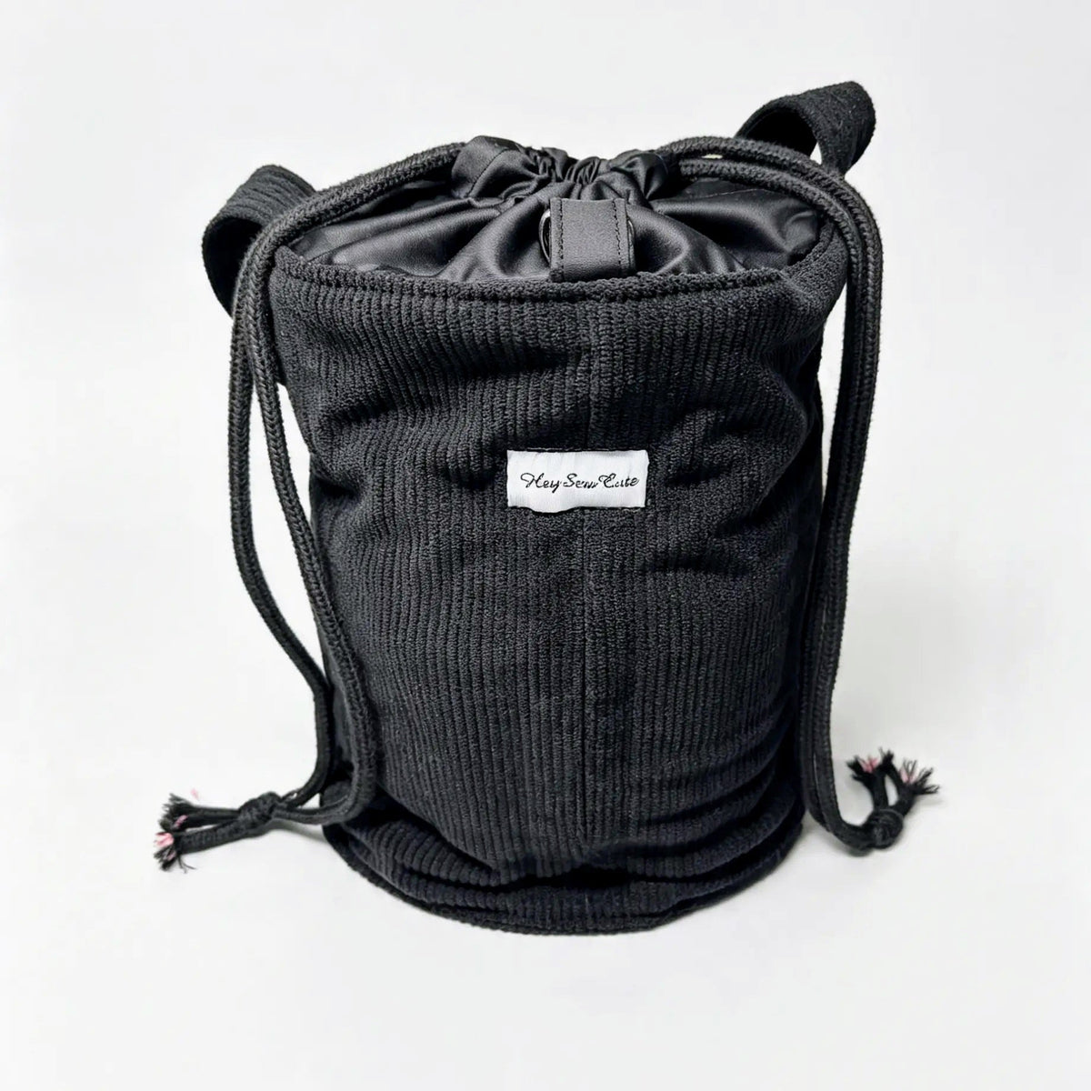 Black Corduroy 6-Pocket Skincare Organiser Bag – Large