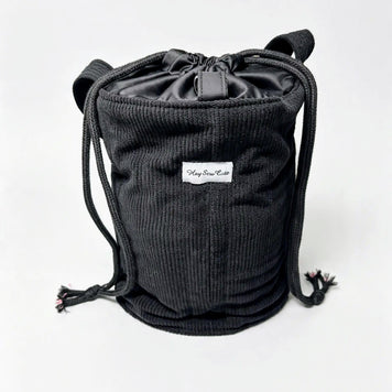 Black Corduroy 6-Pocket Skincare Organiser Bag – Large