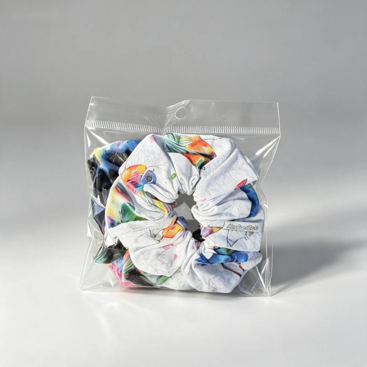 Handmade Kiwiana Scrunchie Duo – Black & White back view